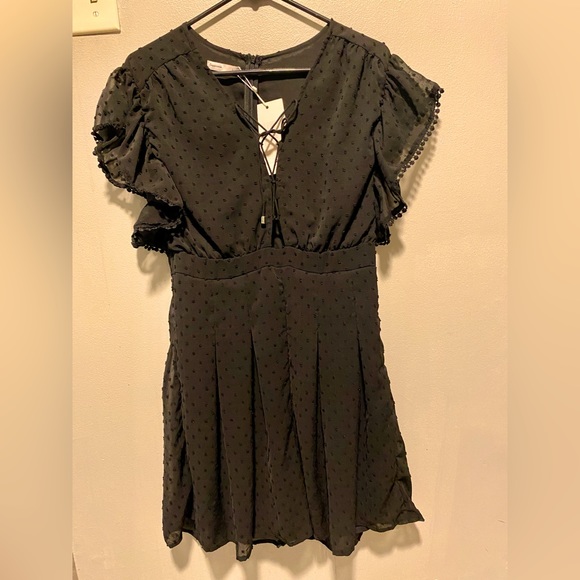 COPPEROSE Black Dot Lace-Up Romper NWT L - Picture 1 of 5